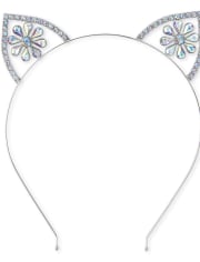 Girls Jeweled Cat Ears Metal Headband