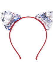Girls Americana Flip Sequin Cat Ears Headband