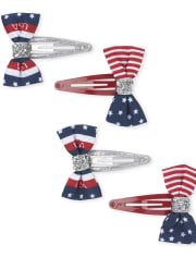 Girls Americana Bow Hair Clips 4-Pack