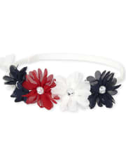 Toddler Girls Americana Rhinestud Flower Braided Headwrap