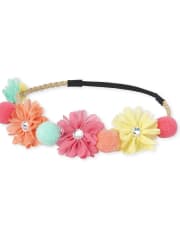 Toddler Girls Rhinestud Flower Braided Headwrap