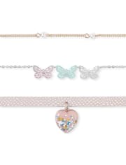 Girls Glitter Butterfly Choker Necklace 3-Pack