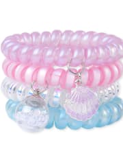 Girls Shakey Seashell Coil Bracelet 4-Pack