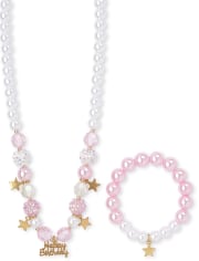 Girls Birthday Star Beaded Necklace And Bracelet Set