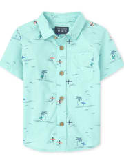 Baby And Toddler Boys Surfer Poplin Button Down Shirt