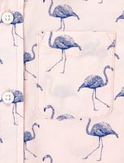 Baby And Toddler Boys Dad And Me Flamingo Poplin Matching Button Down Shirt