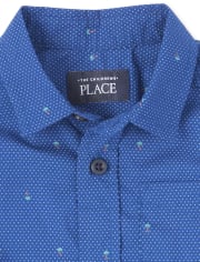 The Childrens Place Baby Boys Short Sleeve Printed Poplin