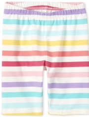 Girls Mix And Match Rainbow Striped Bike Shorts