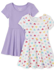 Baby And Toddler Girls Print Everyday Dress 2-Pack