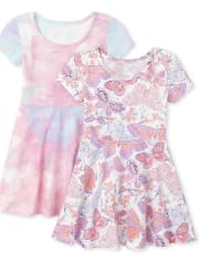 Baby And Toddler Girls Print Everyday Dress 2-Pack