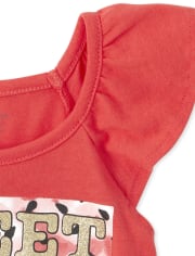 Top con lazo en la parte delantera y purpurina para bebés y niñas pequeñas