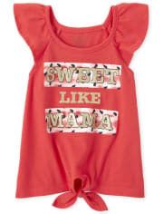 Top con lazo en la parte delantera y purpurina para bebés y niñas pequeñas