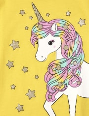 Girls Glitter Rainbow Unicorn Graphic Tee