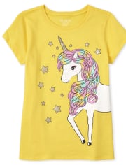 Junona - Girls Yellow Unicorn T-Shirt