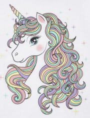 Camiseta con estampado de unicornio y purpurina para niñas