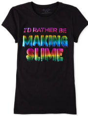 Girls Foil Rainbow Slime Graphic Tee
