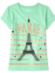 Girls Glitter Paris Graphic Tee