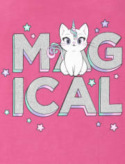 Girls Glitter Magical Caticorn Graphic Tee