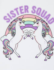 Girls Glitter Sister Unicorn Graphic Tee