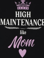 Girls Glitter High Maintenance Like Mom Graphic Tee