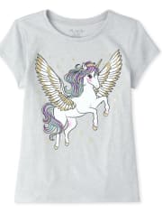 Girls Glitter Pegasus Graphic Tee