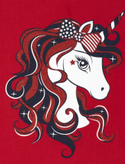 Girls Americana Unicorn Graphic Tee