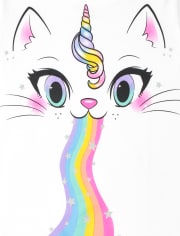 Girls Glitter Rainbow Caticorn Graphic Tee
