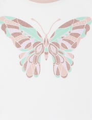 Girls Glitter Butterfly Graphic Tee