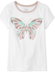 Girls Glitter Butterfly Graphic Tee