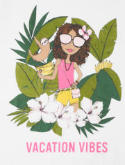 Girls Glitter Vacation Vibes Graphic Tee