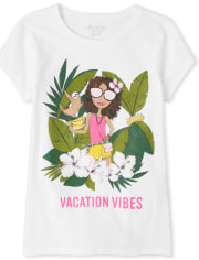 Girls Glitter Vacation Vibes Graphic Tee