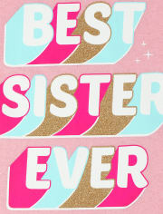 Girls Glitter Best Sister Graphic Tee