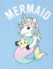 Girls Glitter Mermaid Unicorn Graphic Tee