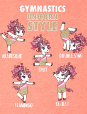 Girls Glitter Unicorn Gymnast Graphic Tee