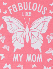 Girls Glitter Mom Butterfly Graphic Tee