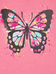 Girls Glitter Butterfly Graphic Tee