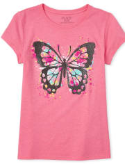 Girls Glitter Butterfly Graphic Tee