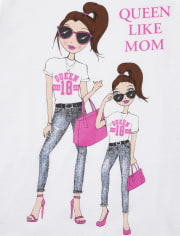 T-shirt graphique Glitter Queen Like Mom pour filles