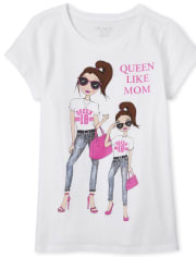 T-shirt graphique Glitter Queen Like Mom pour filles