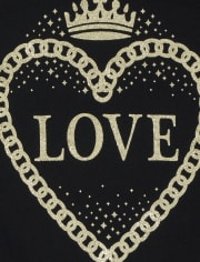 Girls Glitter Love Graphic Tee