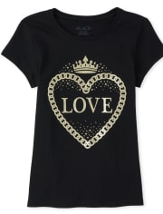 Girls Glitter Love Graphic Tee