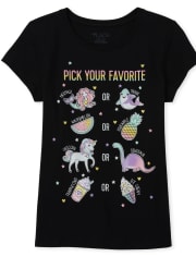 Girls Glitter Unicorn Graphic Tee