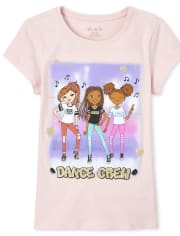 Camiseta con gráfico de baile con purpurina para niñas