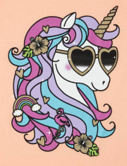 Girls Glitter Unicorn Graphic Tee