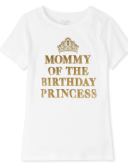Womens Mommy And Me Foil Birthday Princess Matching Graphic Tee