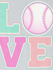 Girls Glitter Love Softball Graphic Tee