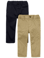 Baby And Toddler Boys Uniform Straight Chino Pants 2-Pack