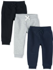 Paquete de 3 pantalones de chándal de forro polar activo uniforme para bebés y niños pequeños