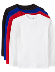 Camiseta básica con capas de uniforme para bebés y niños pequeños, paquete de 4