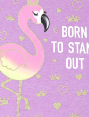 Girls Glitter Flamingo Graphic Tee